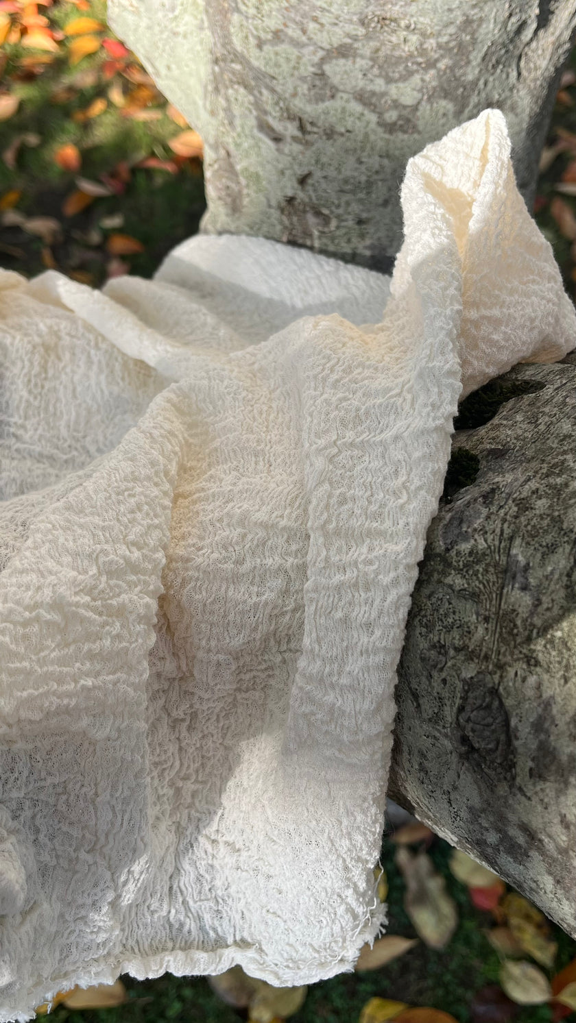 Stretchy Crinkle Cotton Fabric, Textured Surface.