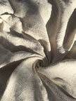 Neutral Stretchy Crinkle Cotton Fabric, Textured Surface Silver Glitter Stripes.