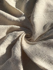 Neutral Stretchy Crinkle Cotton Fabric, Textured Surface Silver Glitter Stripes.