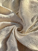 Neutral Stretchy Crinkle Cotton Fabric, Textured Surface Silver Glitter Stripes.