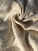 Neutral Stretchy Crinkle Cotton Fabric, Textured Surface Silver Glitter Stripes.