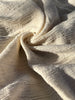 Neutral Stretchy Crinkle Cotton Fabric, Textured Surface Silver Glitter Stripes.