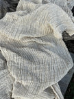 Neutral Stretchy Crinkle Linen Fabric, Textured Surface.