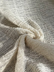 Neutral Stretchy Crinkle Cotton Fabric, Textured Surface, Off White Handwoven.