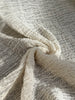 Neutral Stretchy Crinkle Cotton Fabric, Textured Surface, Off White Handwoven.