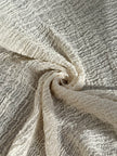 Neutral Stretchy Crinkle Cotton Fabric, Textured Surface, Off White Handwoven.