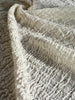 Neutral Stretchy Crinkle Cotton Fabric, Textured Surface, Off White Handwoven.