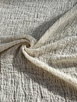 Neutral Stretchy Crinkle Cotton Fabric, Textured Surface, Off White Handwoven.