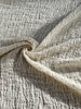 Neutral Stretchy Crinkle Cotton Fabric, Textured Surface, Off White Handwoven.