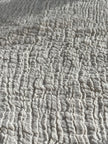 Neutral Stretchy Crinkle Cotton Fabric, Textured Surface, Off White Handwoven.