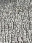 Neutral Stretchy Crinkle Cotton Fabric, Textured Surface, Off White Handwoven.