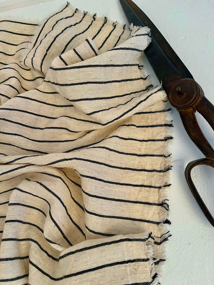 Black Striped Organic Cotton Fabric By The Meter.