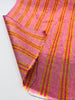 Pastel Pink Silk Moire Fabric, Watermark Pattern, Yellow Stripes.