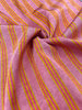 Pastel Pink Silk Moire Fabric, Watermark Pattern, Yellow Stripes.