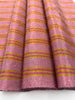 Pastel Pink Silk Moire Fabric, Watermark Pattern, Yellow Stripes.