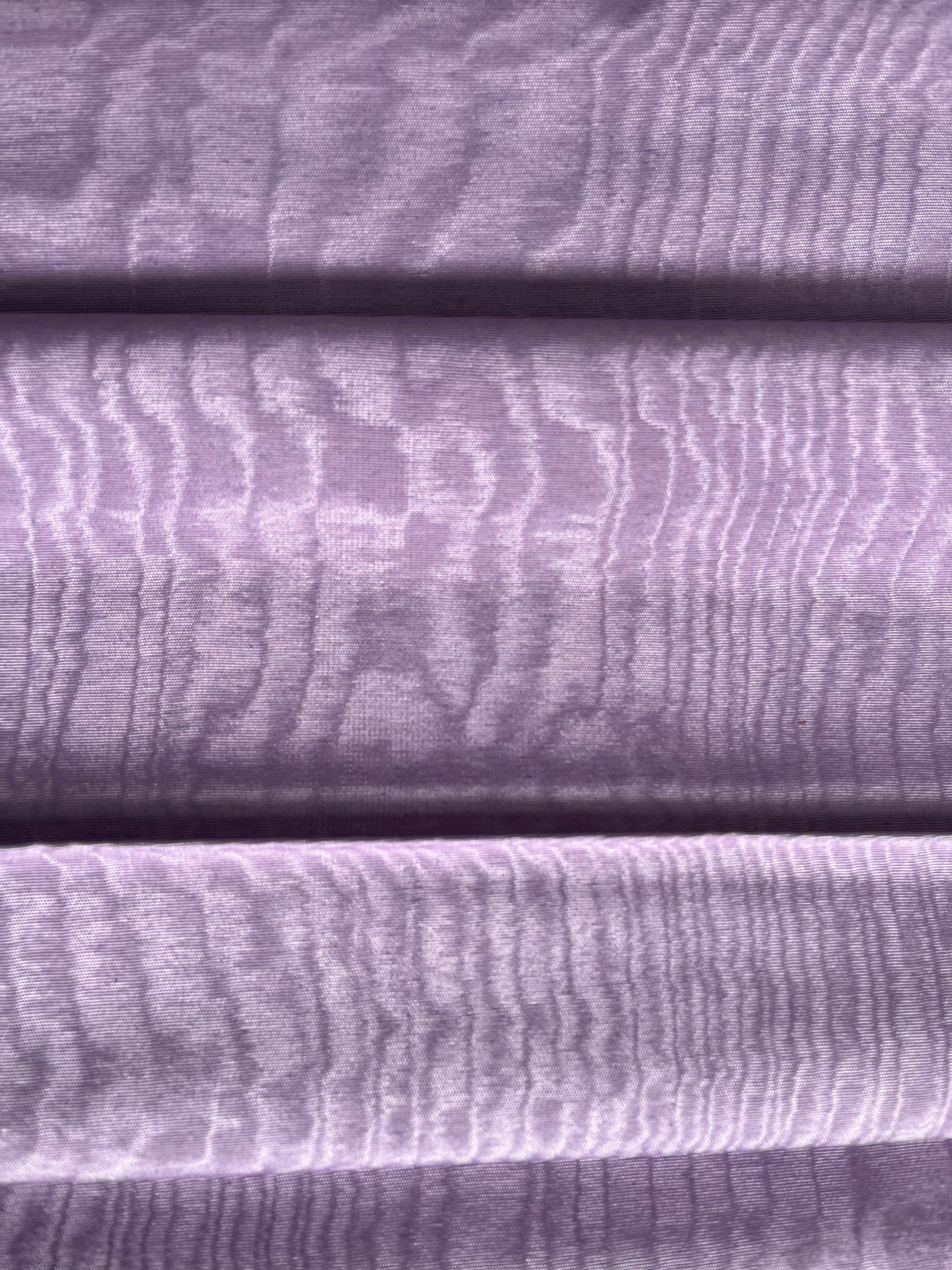 Lilac Pink Silk Moire Fabric, Watermark Pattern Fabric.