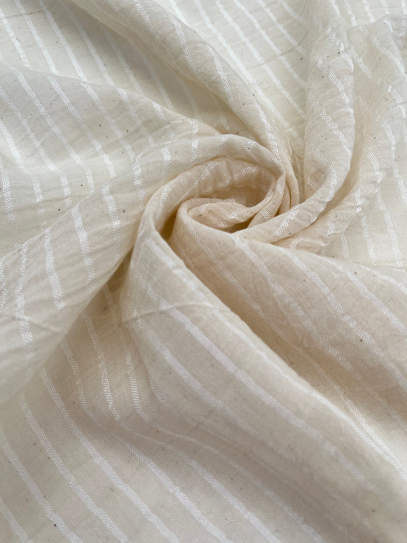 Tissus en lin de soie rayés et texturés pour un style inspiré de la nature, qualité unique pour les robes d'été kimono et les tenues de nouveau-né | Non blanchi.