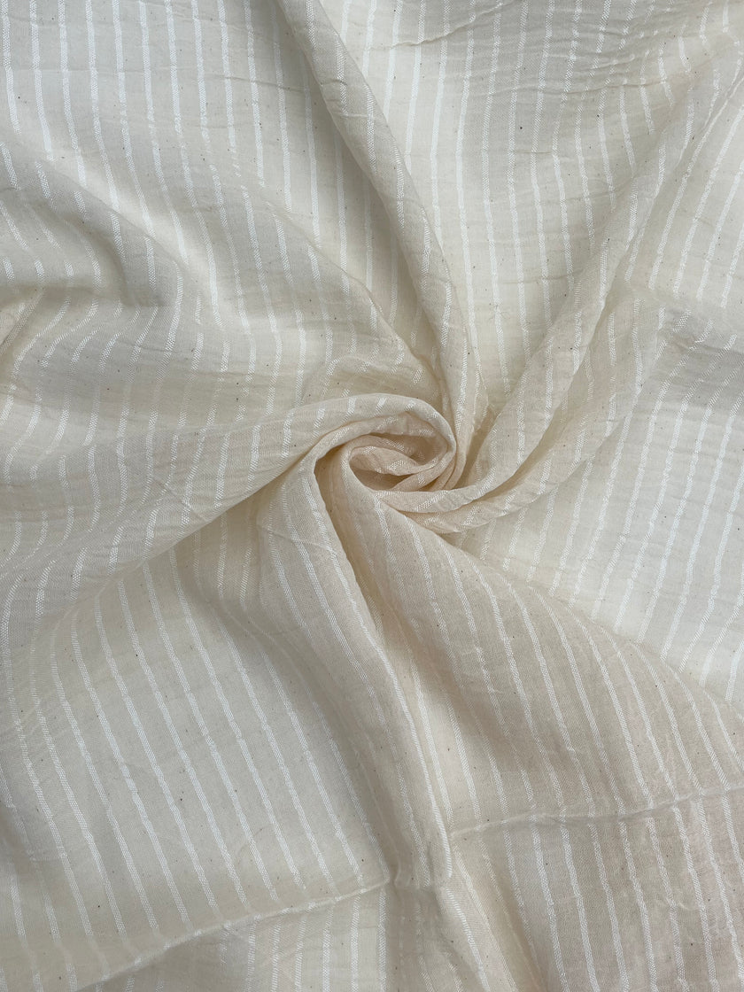 Tissus en lin de soie rayés et texturés pour un style inspiré de la nature, qualité unique pour les robes d'été kimono et les tenues de nouveau-né | Non blanchi.