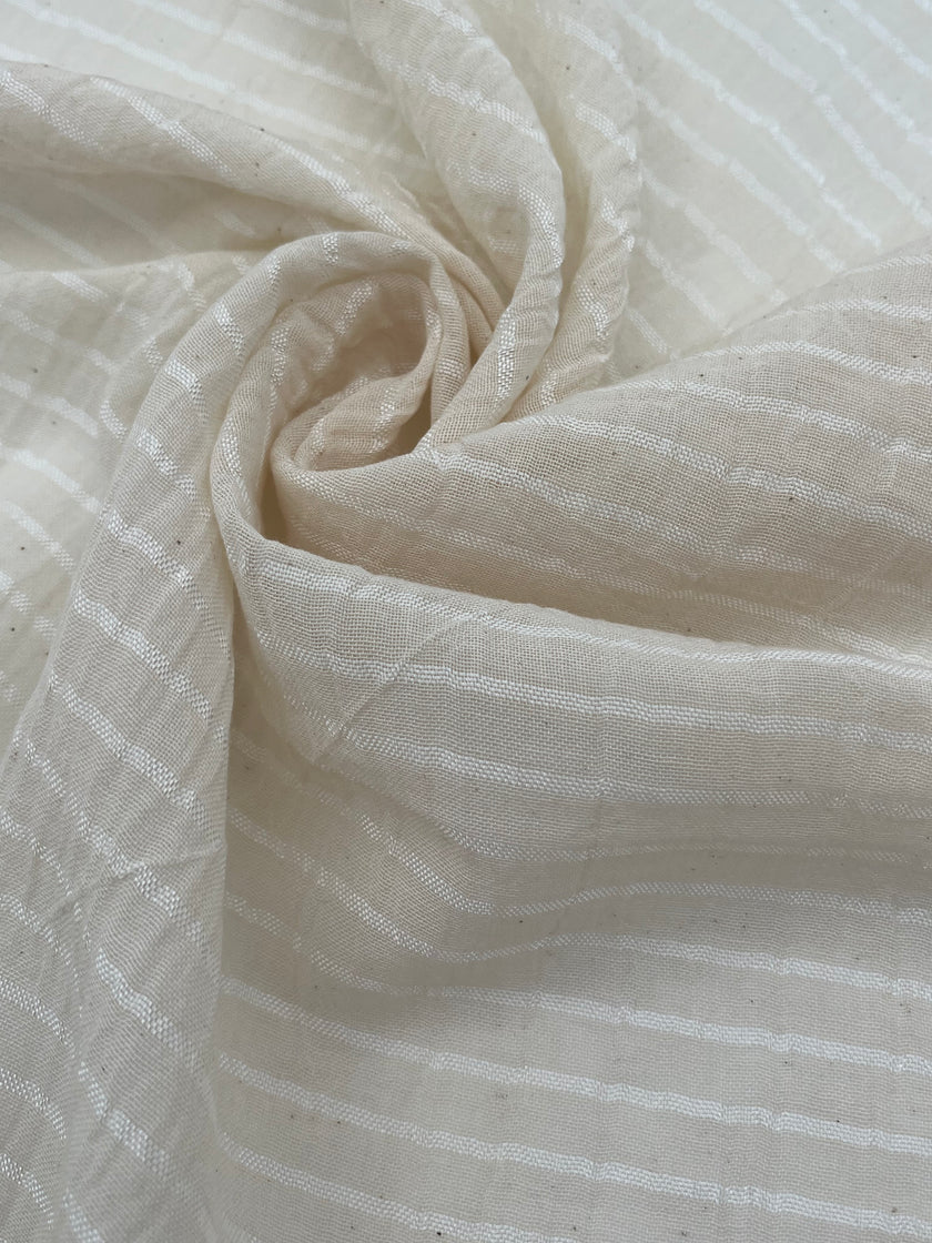 Tissus en lin de soie rayés et texturés pour un style inspiré de la nature, qualité unique pour les robes d'été kimono et les tenues de nouveau-né | Non blanchi.