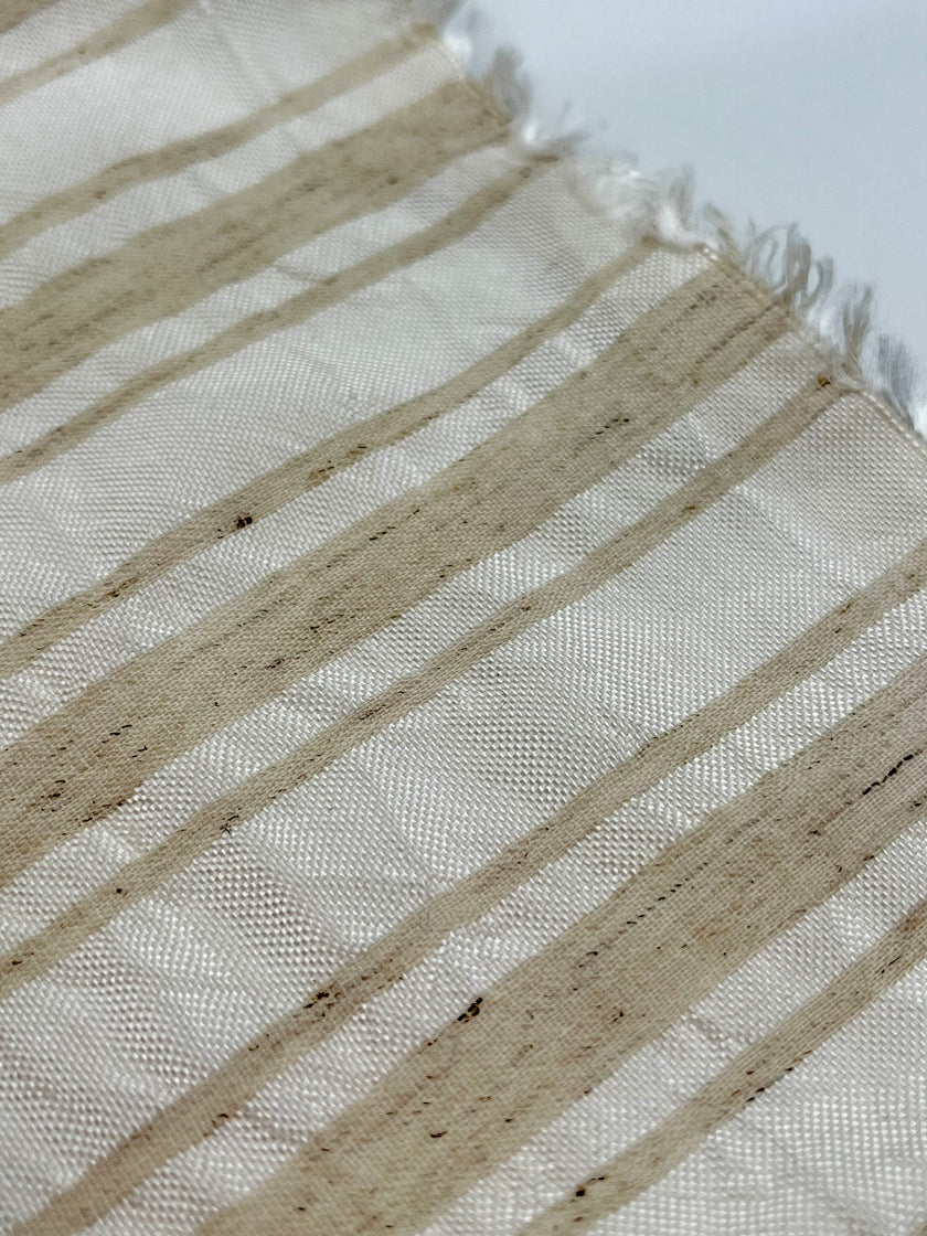 Tissus en lin de soie rayés et texturés pour un style inspiré de la nature, qualité unique pour les robes d'été kimono et les tenues de nouveau-né | Non blanchi.