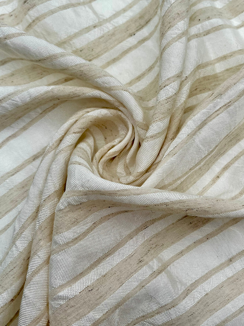Tissus en lin de soie rayés et texturés pour un style inspiré de la nature, qualité unique pour les robes d'été kimono et les tenues de nouveau-né | Non blanchi.