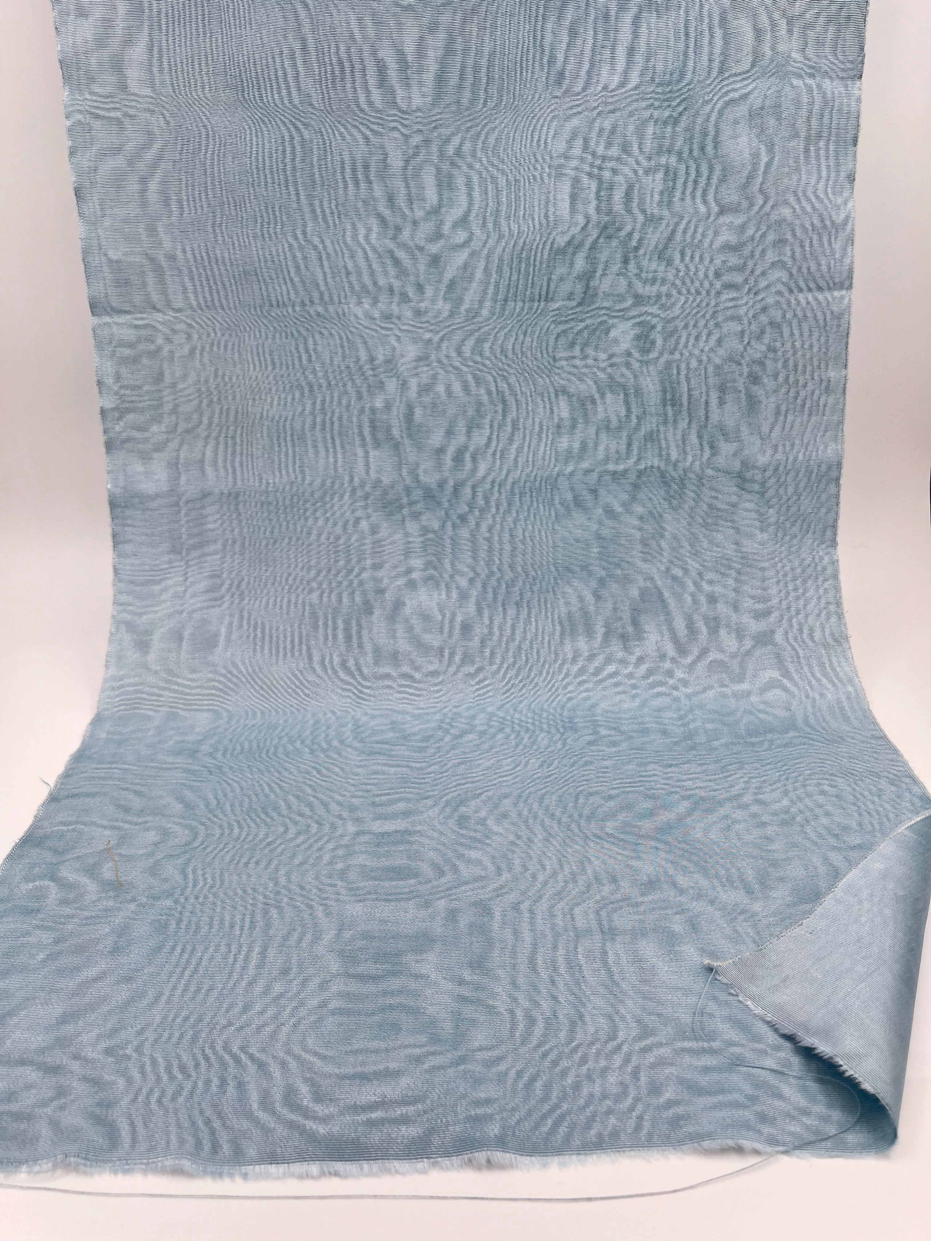 Light Blue Silk Fabric, Moire Silk Fabric, Silk By The Yard. Watermark Pattern.