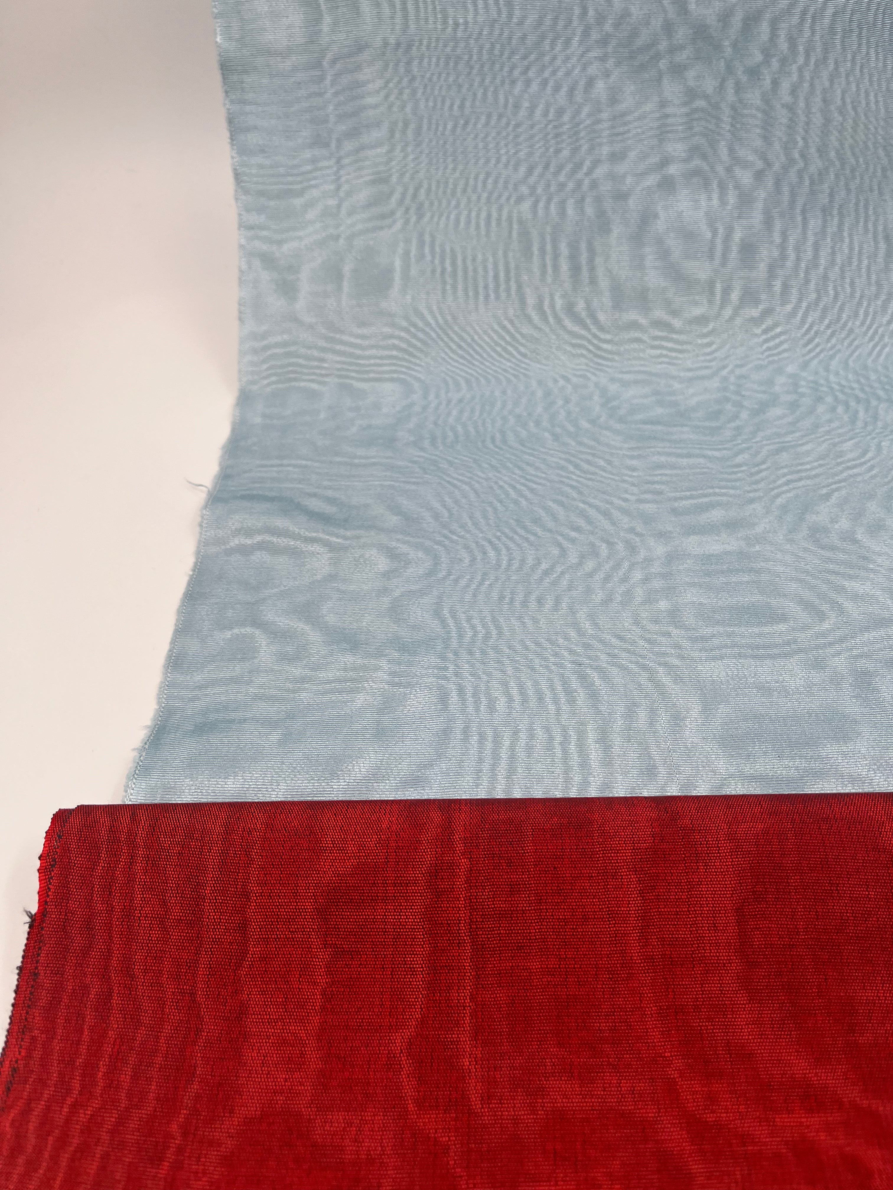 Light Blue Silk Fabric, Moire Silk Fabric, Silk By The Yard. Watermark Pattern.