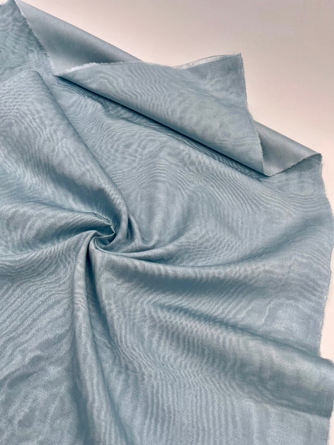 Light Blue Silk Fabric, Moire Silk Fabric, Silk By The Yard. Watermark Pattern.