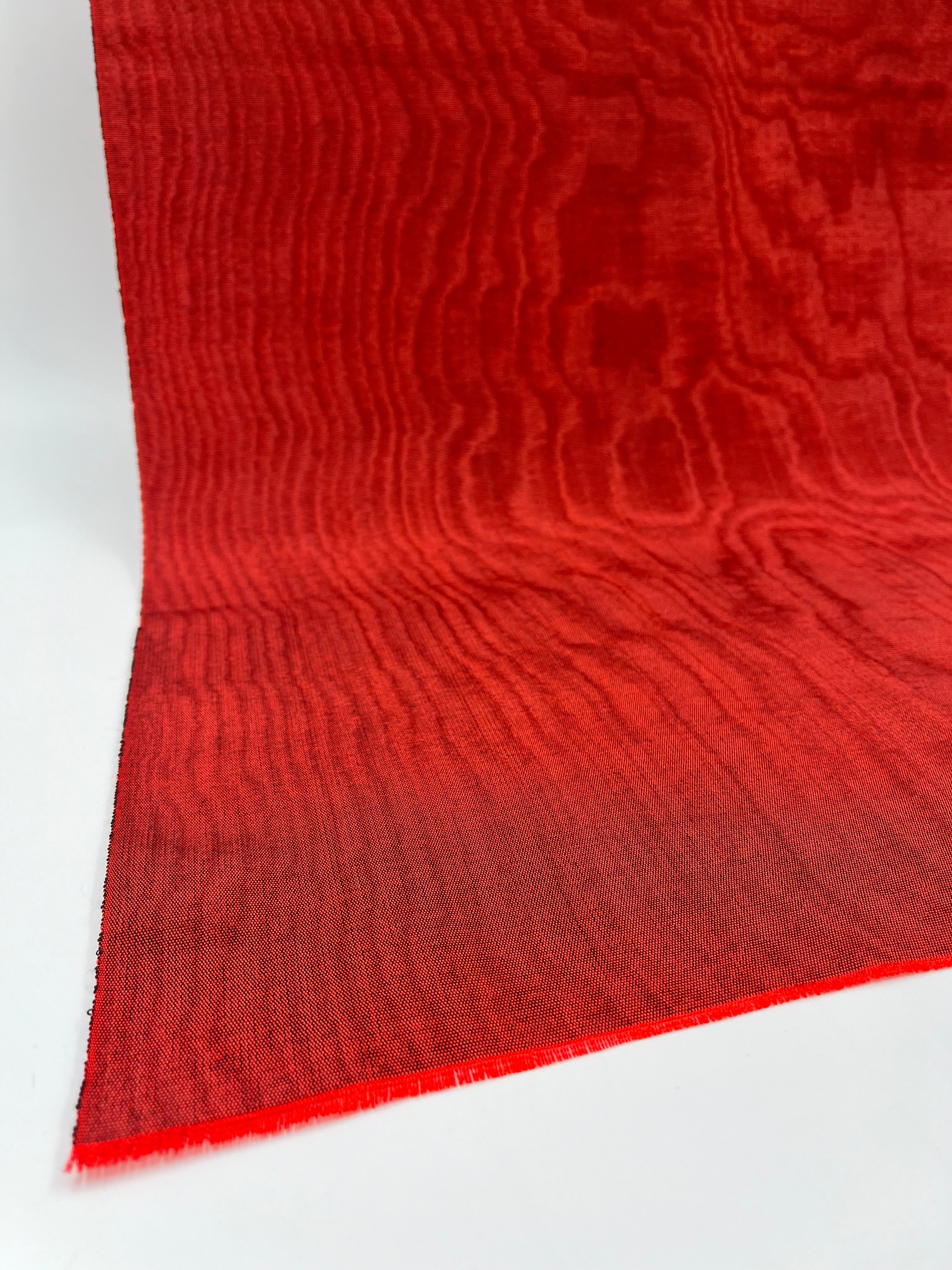 Red Silk Fabric, Moire Silk Fabric, Silk By The Yard. Watermark Patter ...
