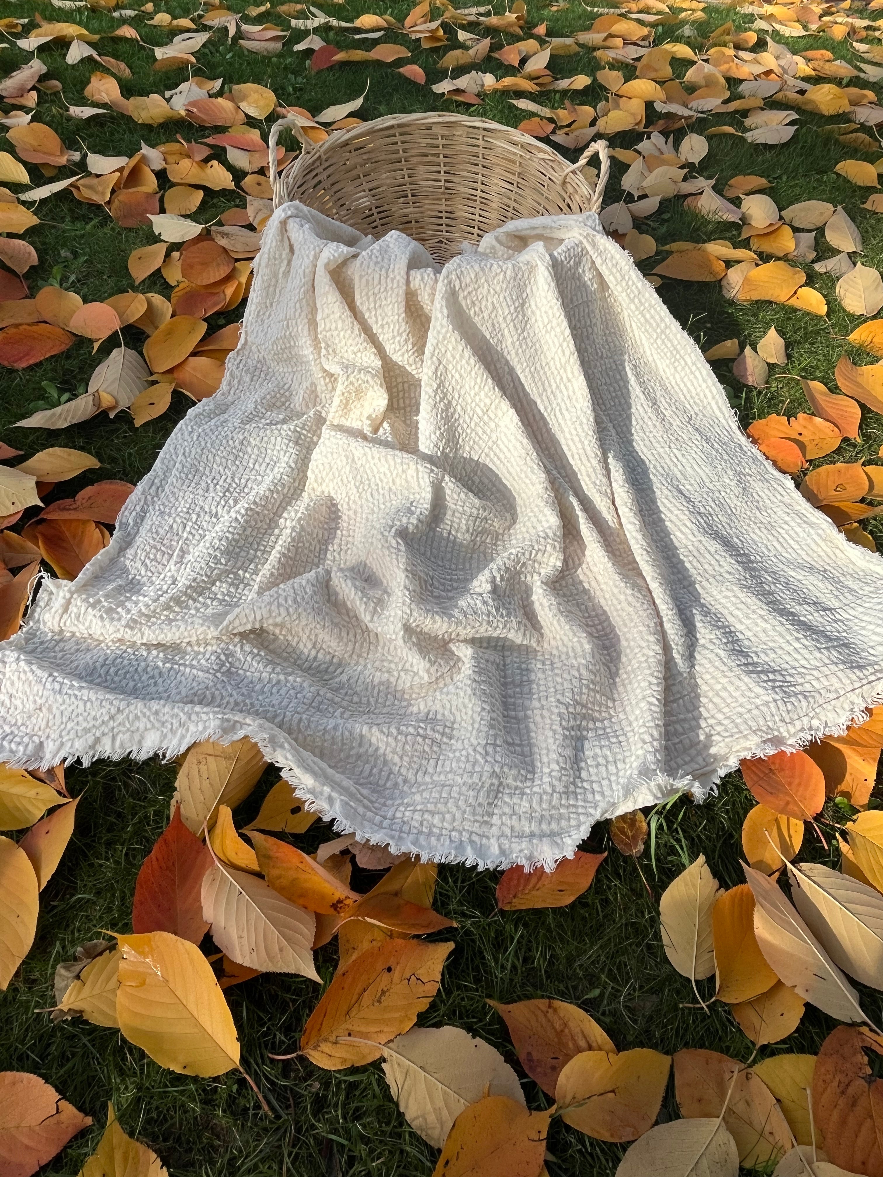 Ecru Cotton Linen Fabric By The Meter, Neutral Undyed Pin Stripes.