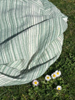Muslin Fabric Green-Pink Shades Pin Stripes With Glitter.