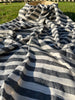 Sile Cloth Cotton Natural Fabric With Black Stripes.