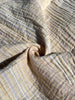 Muslin Fabric Green-Pink Shades Pin Stripes With Glitter.