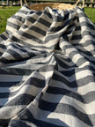 Sile Cloth Cotton Natural Fabric With Black Stripes.