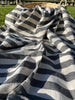 Sile Cloth Cotton Natural Fabric With Black Stripes.