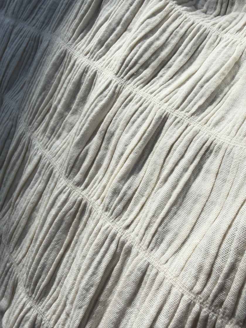 Shirred Cotton Fabric by Meter – 100% Fine Cotton, Double Layer, 110 cm Width, Natural Color