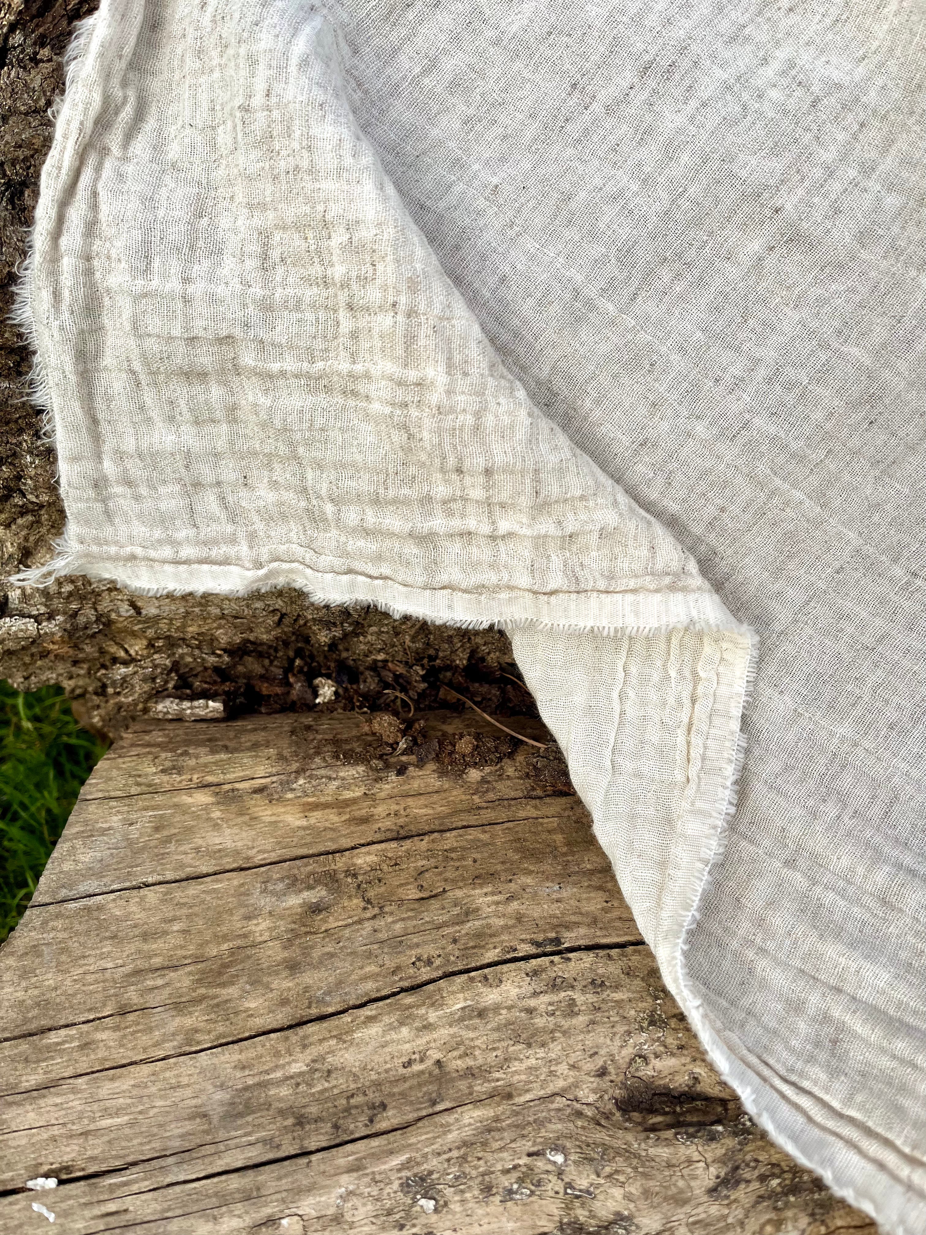 Neutral Hemp Organic Cotton Muslin Fabric.