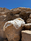 Tissu en coton biologique neutre non blanchi ivoire au mètre, tissu froissé, large largeur.