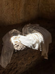 Tissu en coton biologique neutre non blanchi ivoire au mètre, tissu froissé, large largeur.