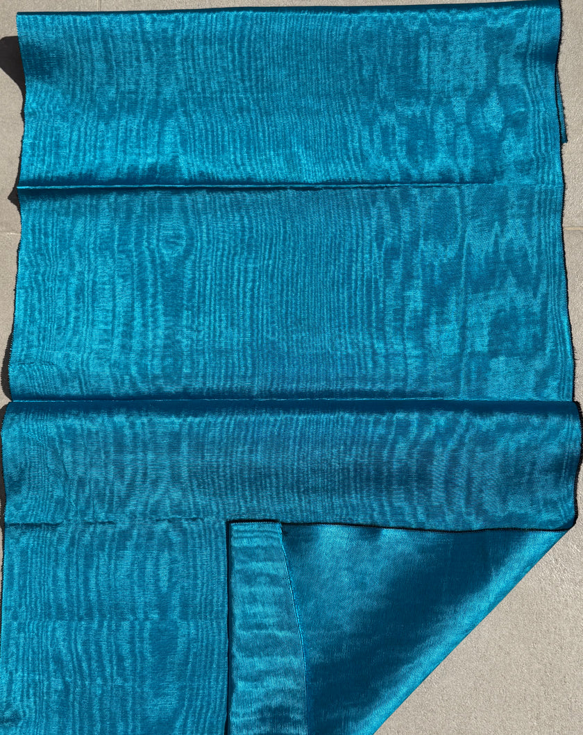 Turquoise Blue Silk Moiré Fabric 50/50 Silk Cotton | Ottoman Luxury Textile for Apparel & Interior