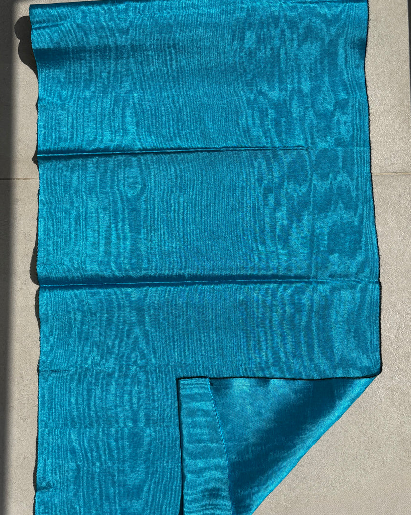 Turquoise Blue Silk Moiré Fabric 50/50 Silk Cotton | Ottoman Luxury Textile for Apparel & Interior