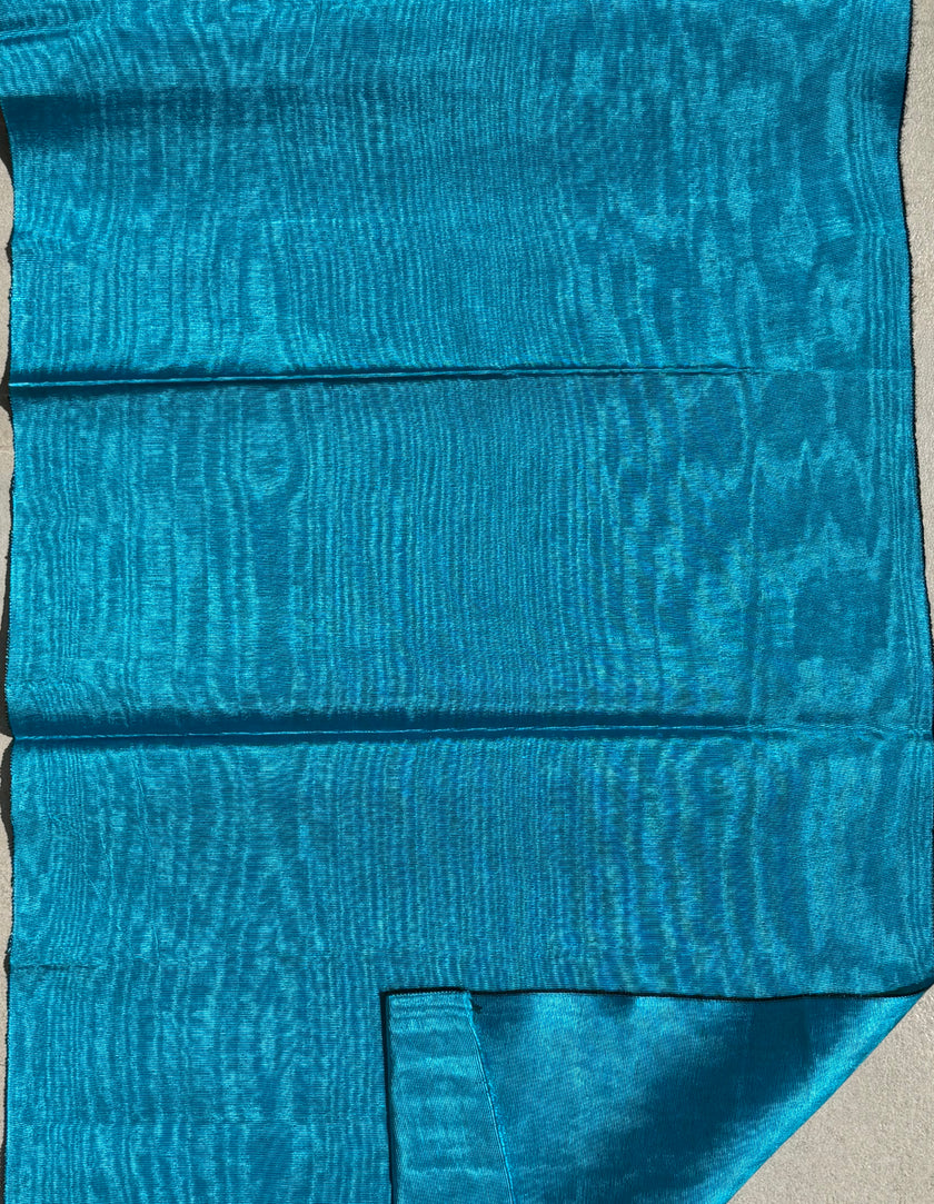 Turquoise Blue Silk Moiré Fabric 50/50 Silk Cotton | Ottoman Luxury Textile for Apparel & Interior