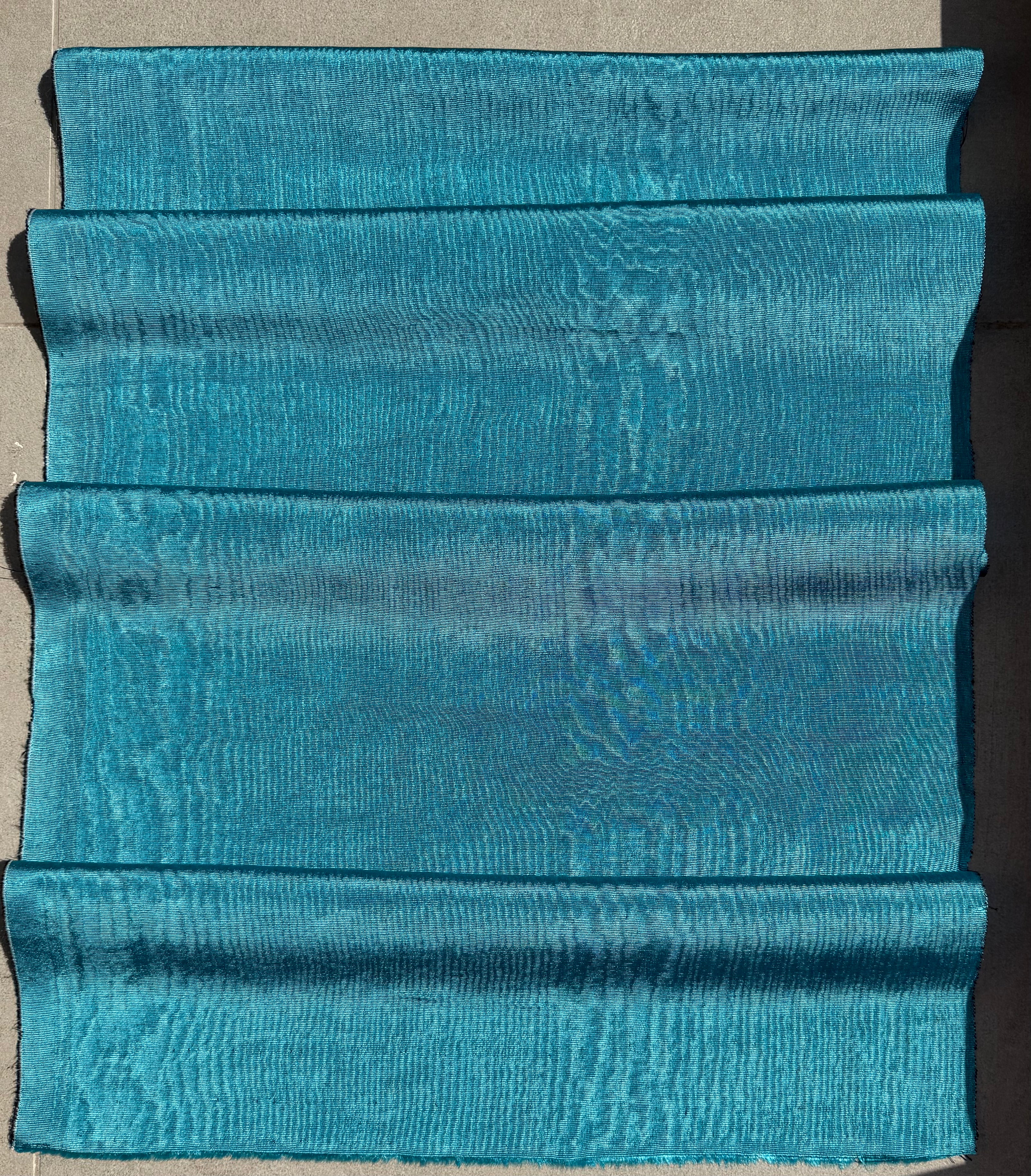 Aqua Blue Silk Moiré Fabric – 50/50 Silk Cotton Blend | Ottoman-Inspired Textile