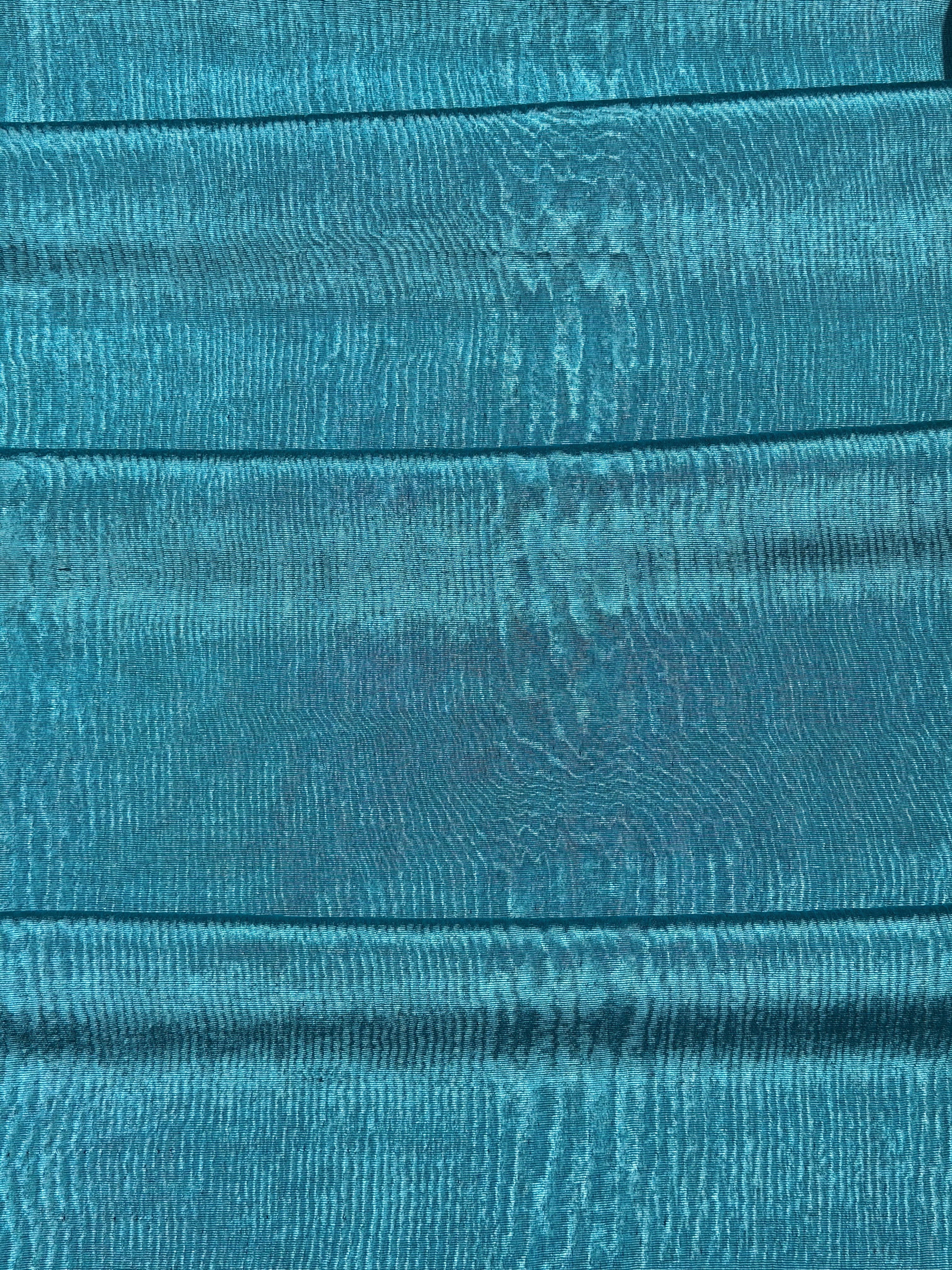 Aqua Blue Silk Moiré Fabric – 50/50 Silk Cotton Blend | Ottoman-Inspired Textile