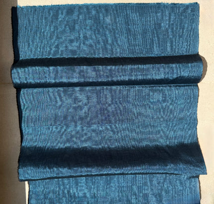 Petrol Blue Silk Moiré Fabric – Silk Cotton Ottoman Textile