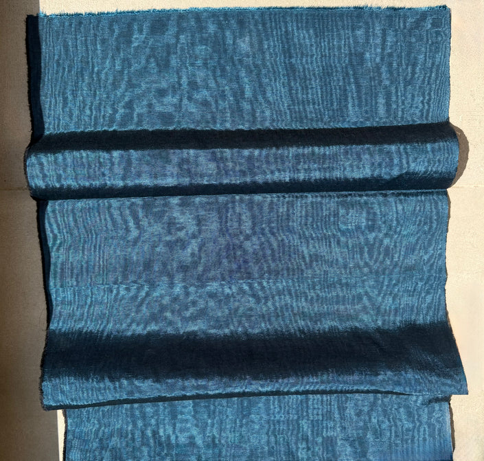 Petrol Blue Silk Moiré Fabric – Silk Cotton Ottoman Textile