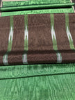 Brown Green Ikat Stripe Silk Moiré Fabric – 50/50 Silk Cotton Blend | Ottoman-Inspired Textile