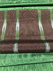 Brown Green Ikat Stripe Silk Moiré Fabric – 50/50 Silk Cotton Blend | Ottoman-Inspired Textile