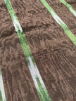 Brown Green Ikat Stripe Silk Moiré Fabric – 50/50 Silk Cotton Blend | Ottoman-Inspired Textile