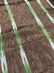 Brown Green Ikat Stripe Silk Moiré Fabric – 50/50 Silk Cotton Blend | Ottoman-Inspired Textile